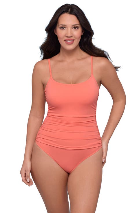 Smoothing and Sculpting Classic Shirred Front One-Piece Swimsuit