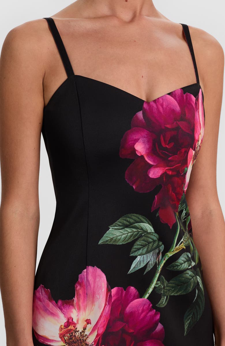 Alice + Olivia Nina Placed Floral Minidress, Alternate, color, Empress Bloom Black