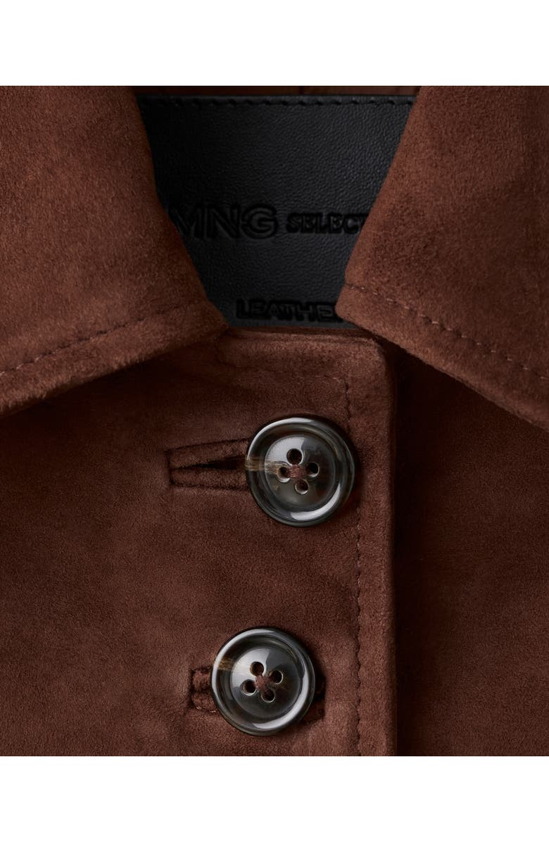 MANGO Suede Button Front Crop Jacket, Alternate, color, Burnt Orange