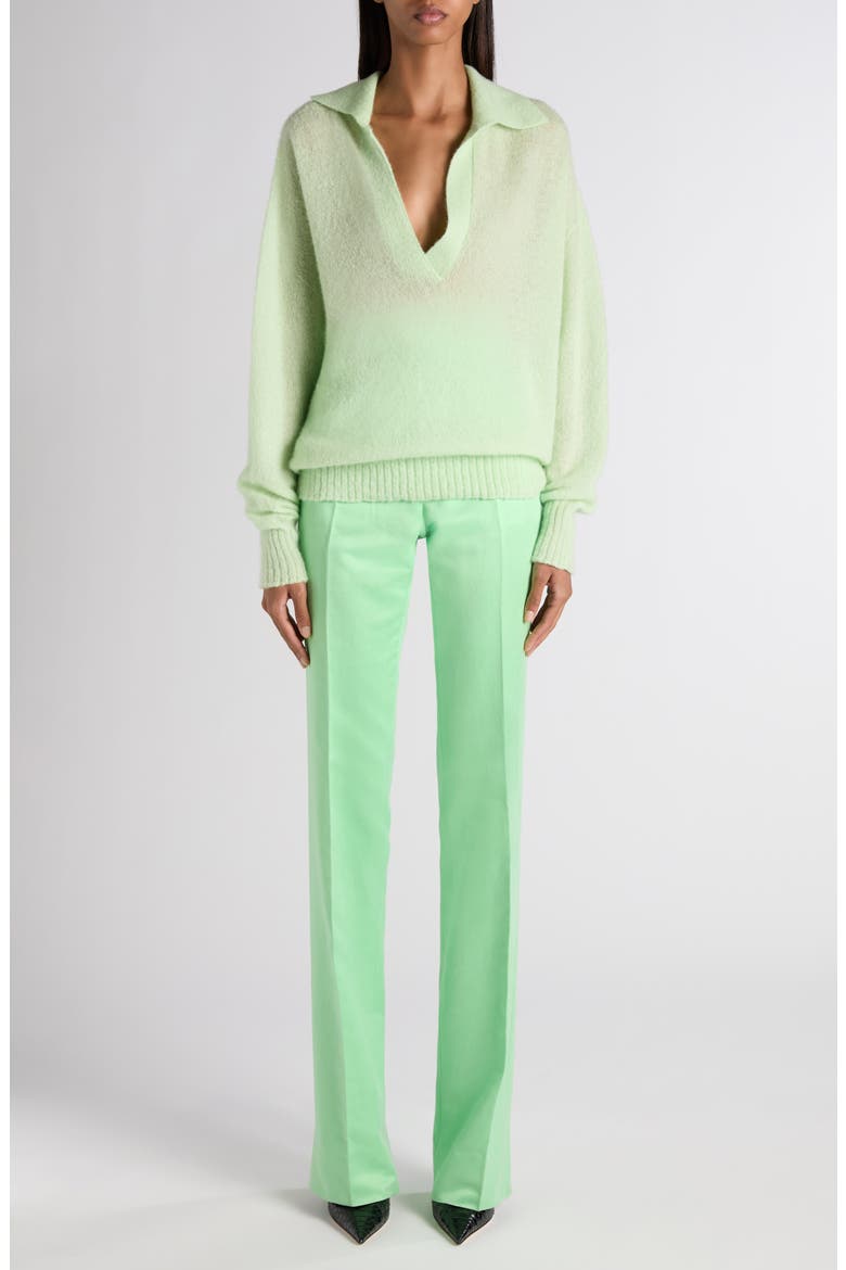 Johnny Collar Cashmere & Silk Blend Sweater, Alternate, color, GLASS GREEN