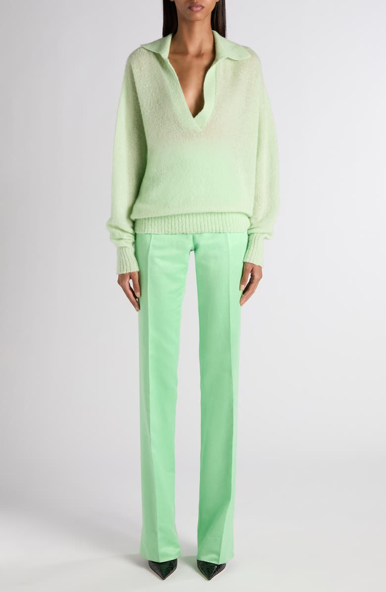 TOM FORD Johnny Collar Cashmere & Silk Blend Sweater, Alternate, color, Glass Green