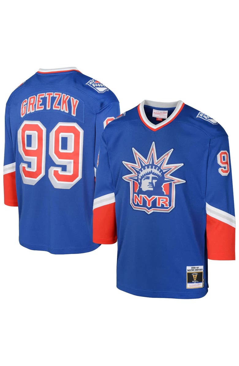 Mitchell & Ness Youth Mitchell & Ness Wayne Gretzky New York Rangers 1996/97 Blue Line Player Jersey, Main, color, Blue