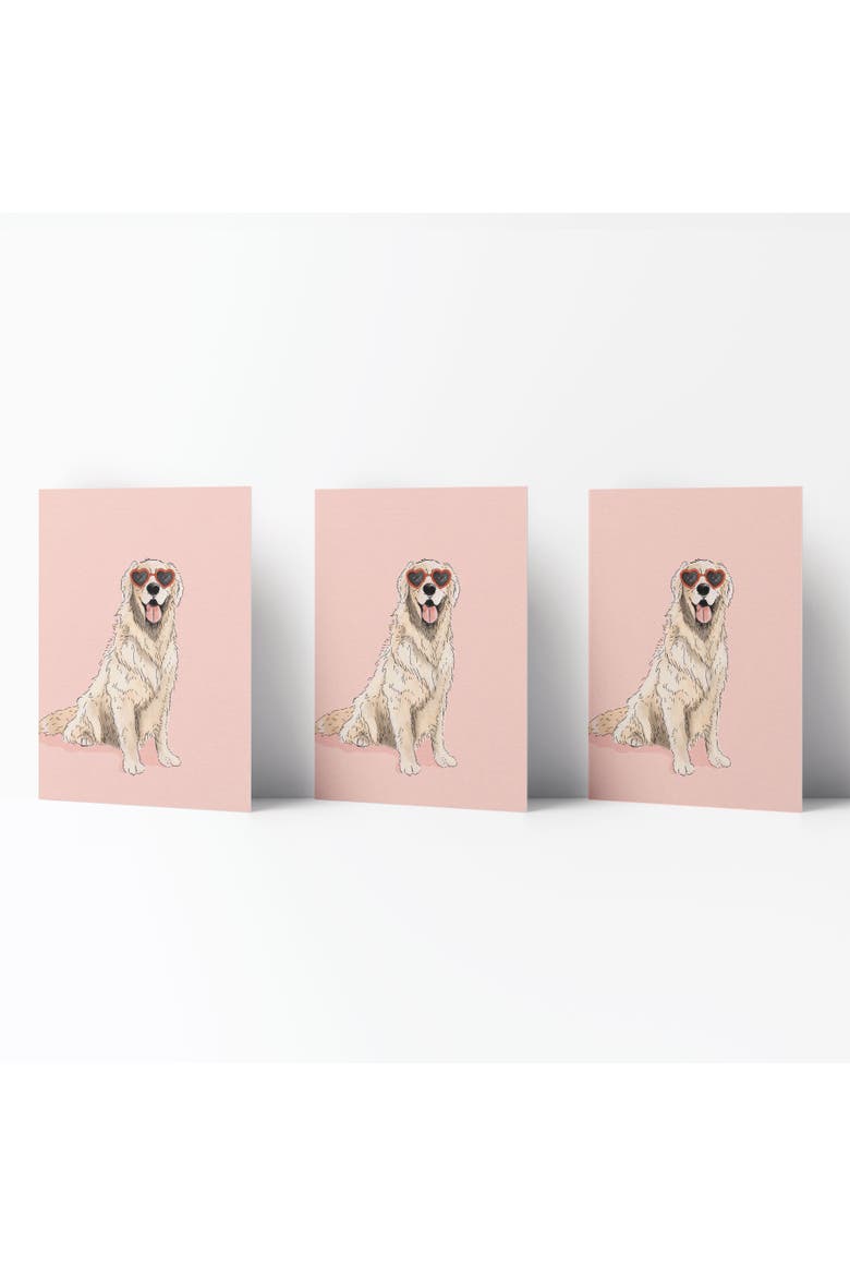 Love/Friendship Greeting Cards "Golden Pink Heart Eyes", Main, color, Multi-Pack