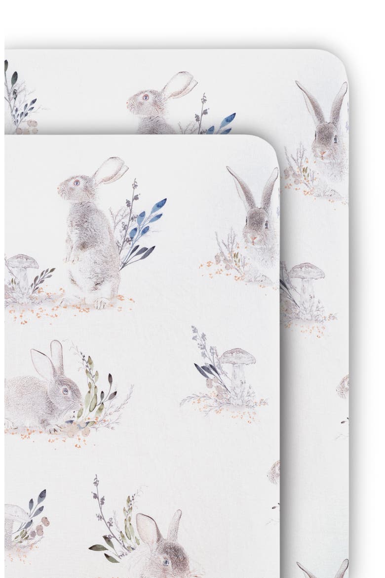 Cottontail 2-Pack Jersey Fitted Crib Sheets, Main, color, STONE