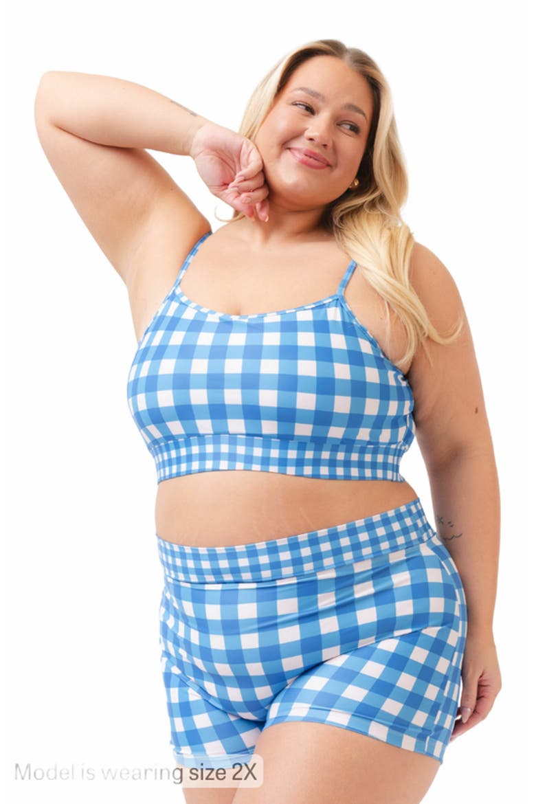 Whimsy Floral Retro Boy Short - XS, Alternate, color, Blue Gingham