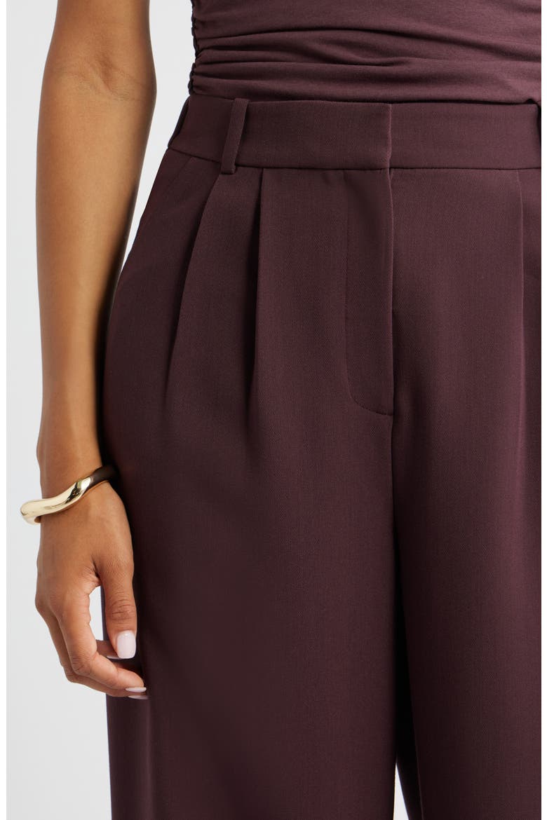 Icon Twill High Waist Wide Leg Trousers, Alternate, color, BURGUNDY FUDGE