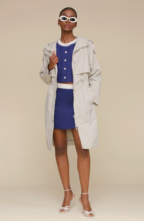 Avec Les Filles Colorblock Linen Blend Miniskirt In Navy