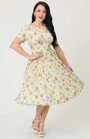 Unique Vintage Smocked Back Swing Dress