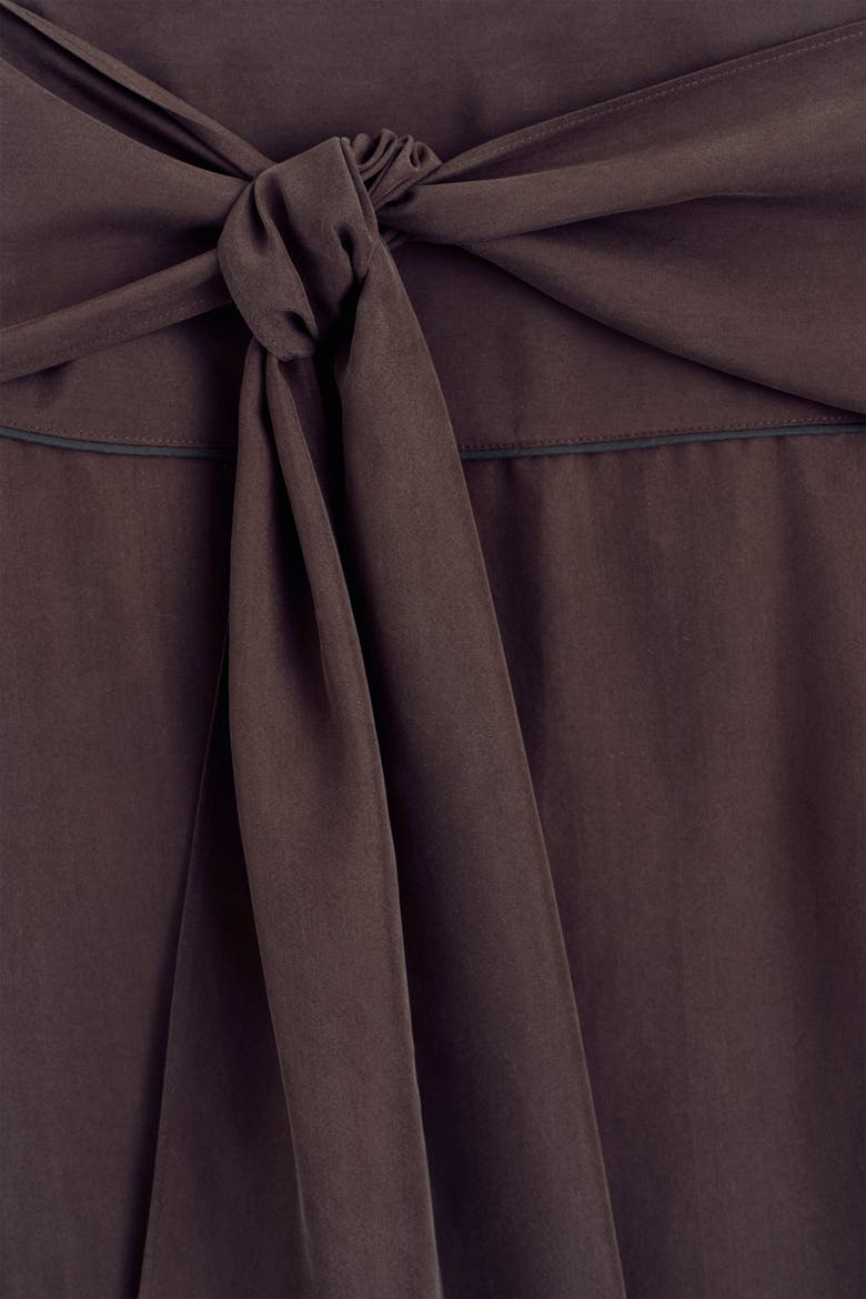 Draped Tie-waist Silk Maxi Skirt, Alternate, color, BROWN