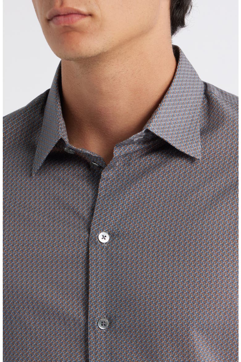 Diagonal Print Button-Up Shirt, Alternate, color, SOLID DARK BLUE