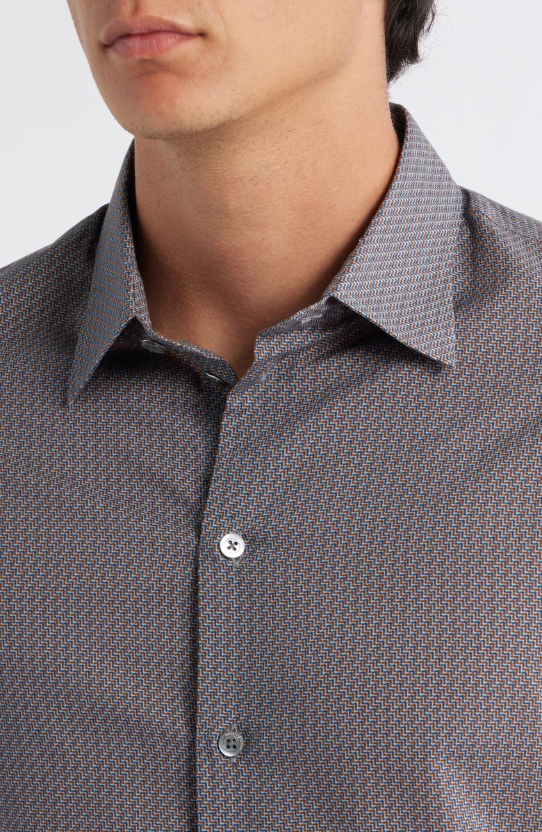 Emporio Armani Diagonal Print Button-Up Shirt, Alternate, color, Solid Dark Blue