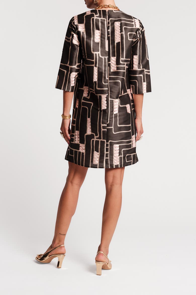 Mod Dress Topiary Maze, Alternate, color, Olive/Pink