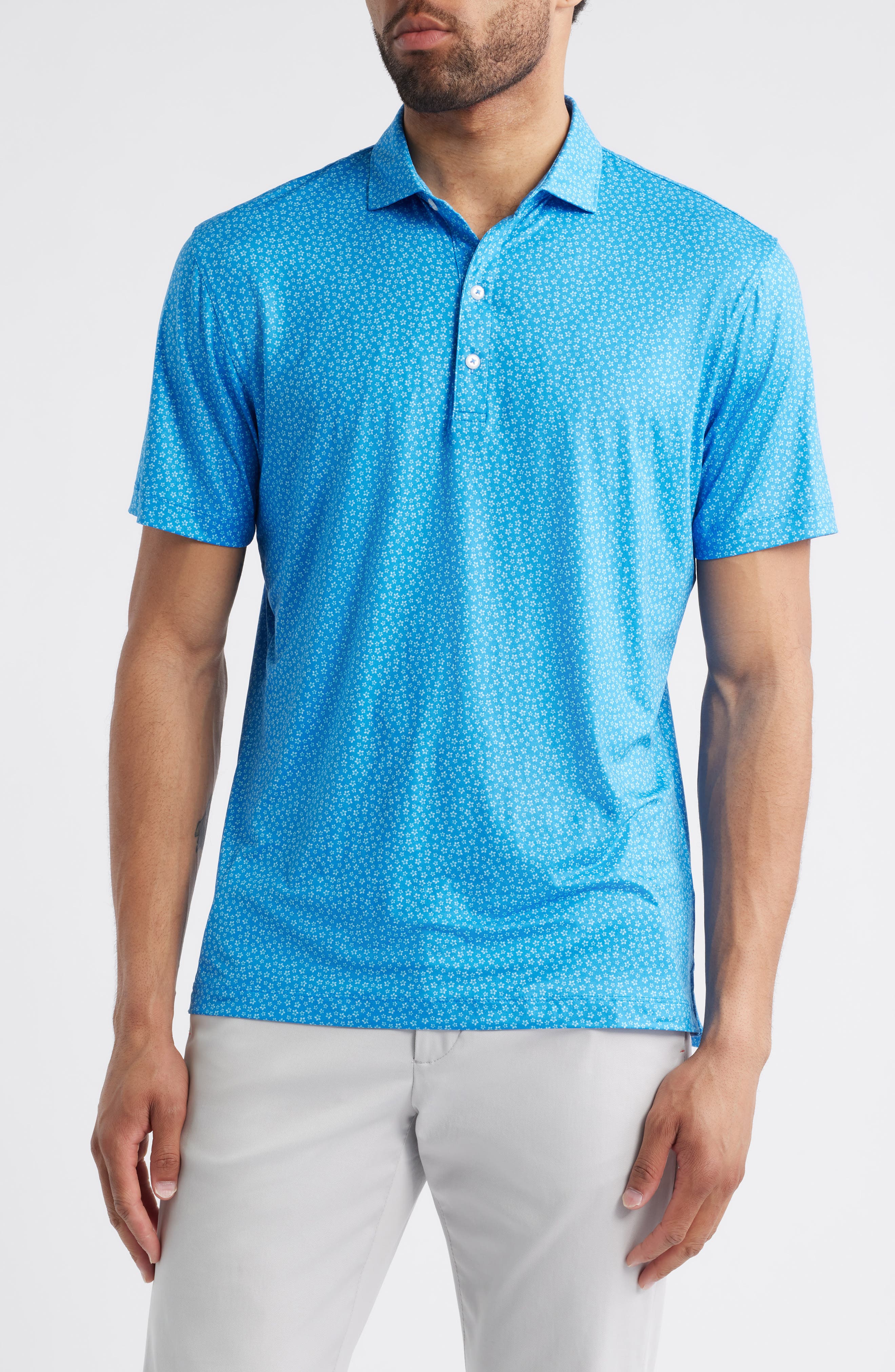 johnnie-O Plumeria Floral Featherweight Performance Polo