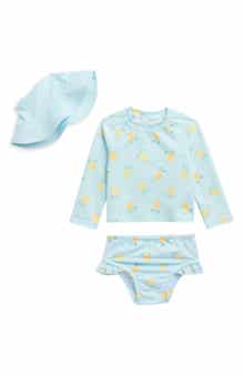 PL Baby by Petit Lem Lemon Two-Piece Rashguard Swimsuit & Bucket Hat Set