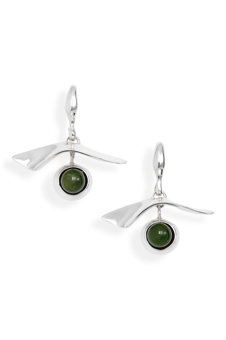 Gaze Semiprecious Stone Drop Earrings, Main, color, STERLING SILVER / JADE