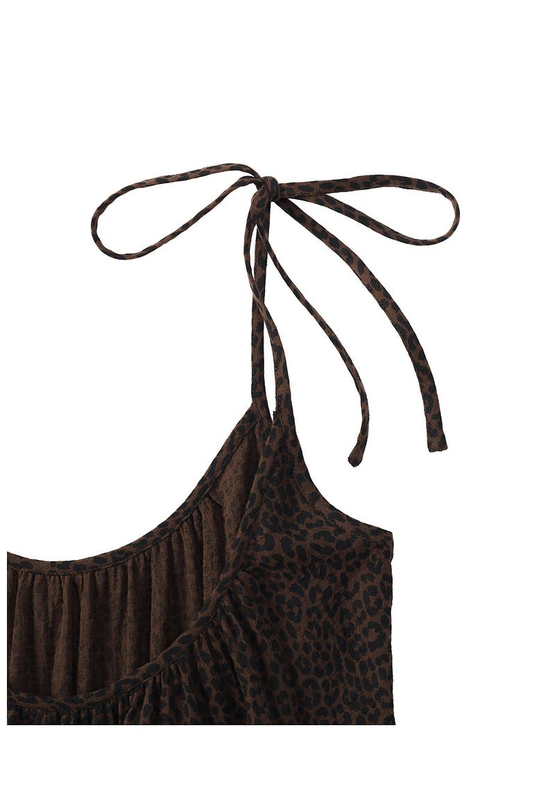 Cotton Gauze Metallic Tiered Mini Cover-up Dress, Alternate, color, Brown Leopard