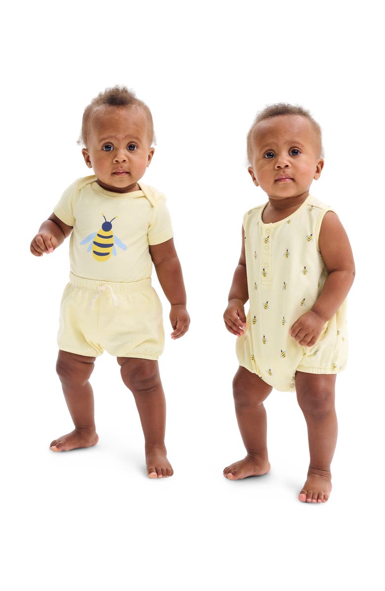 Primary Organic Short Sleeve Bumblebee Babysuit, Alternate, color,