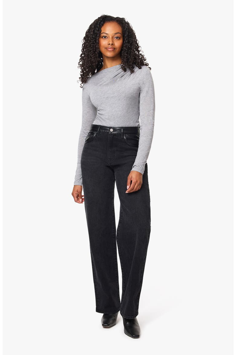 Blaine High Waist Straight Leg Jeans, Alternate, color, WASHED BLACK