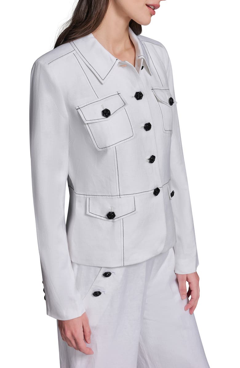 KARL LAGERFELD PARIS Linen Blend Jacket, Alternate, color, 
