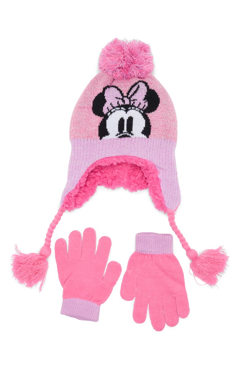 USPA ACCESSORIES Kids' Minnie Earflap Cap & Gloves Set, Main, color, 