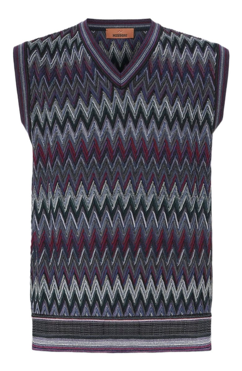 Missoni V-neck Vest With Zigzag Pattern, Alternate, color, Multicoloured