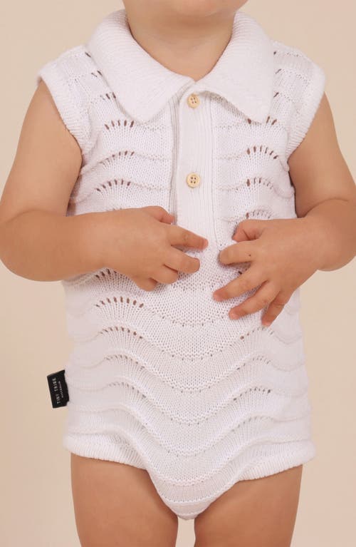 Tiny Tribe Open Stitch Cotton Polo Sweater Romper