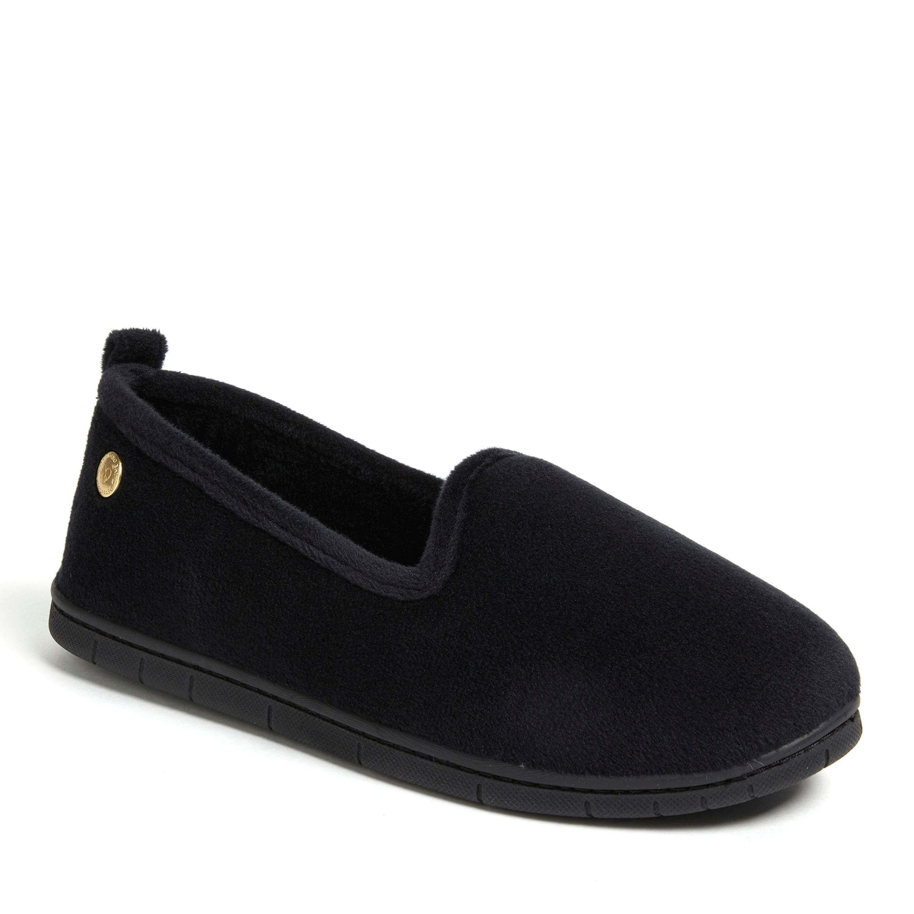 DEARFOAMS Rachel Velour Closed Back Slipper, Main, color, Black