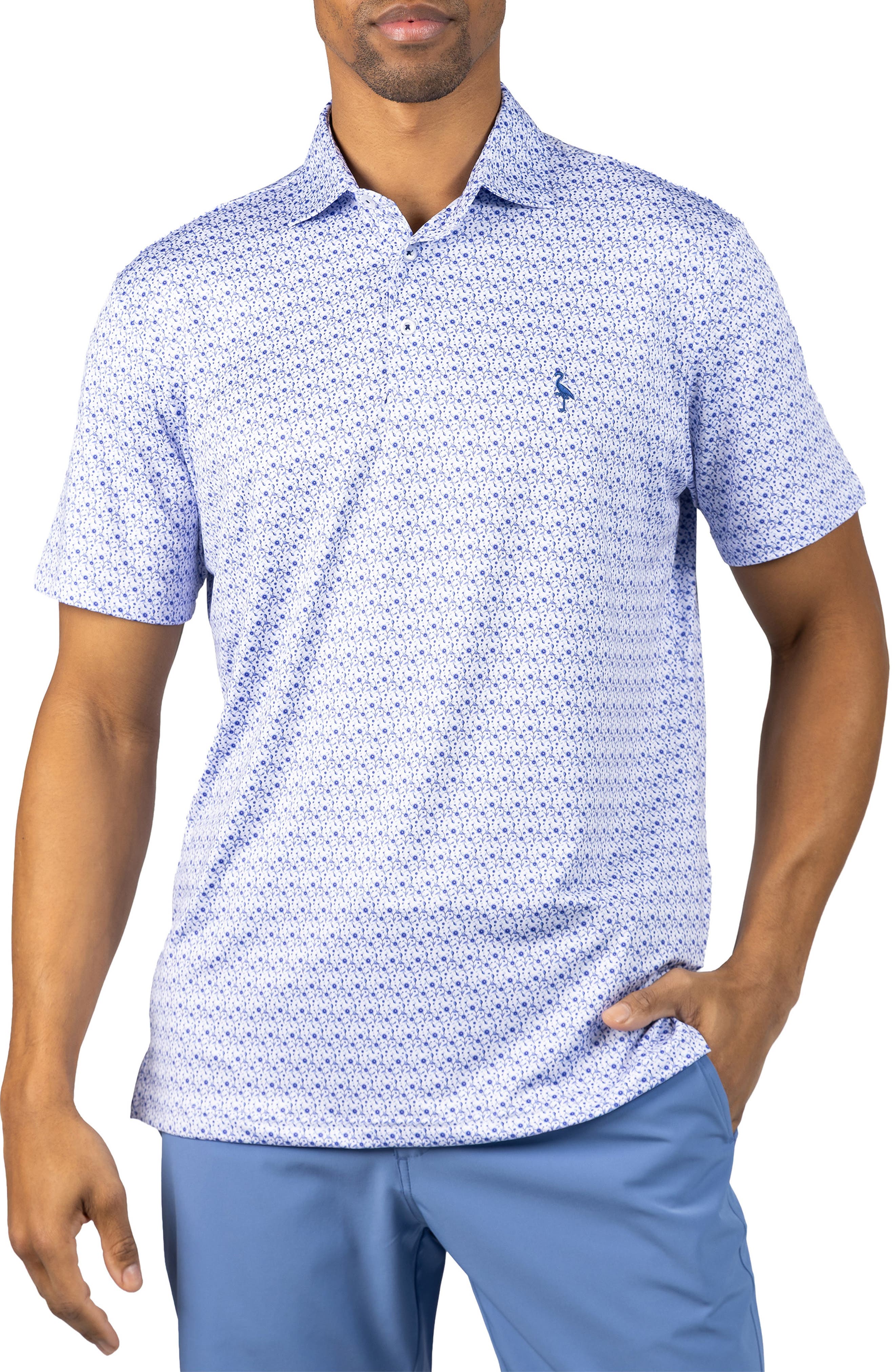 TailorByrd Floral Chain Print Performance Polo