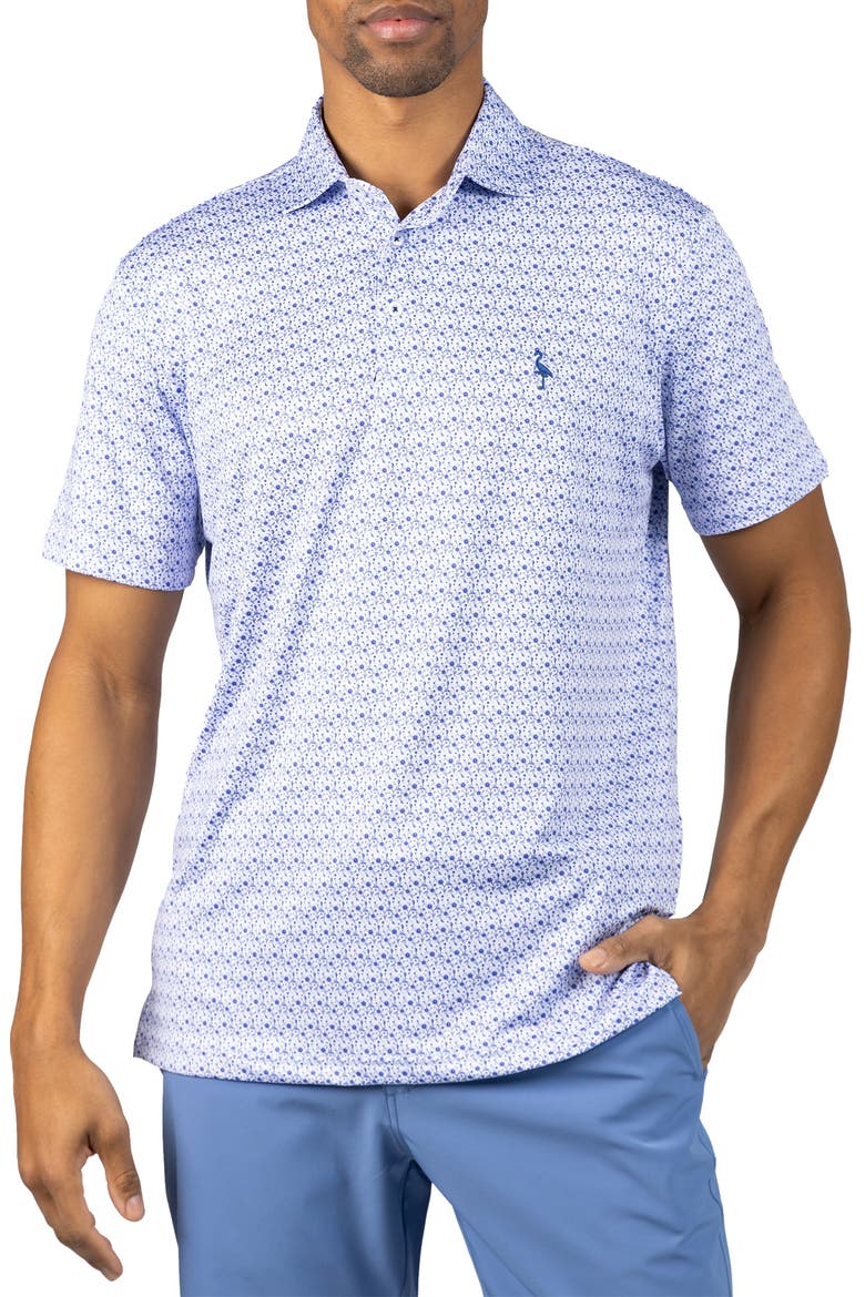 Floral Chain Print Performance Polo, Main, color, BLUE