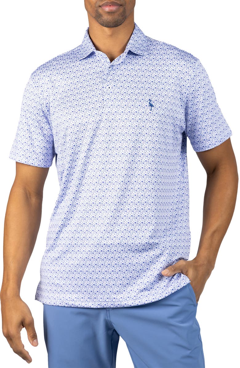 TailorByrd Floral Chain Print Performance Polo, Main, color, Blue