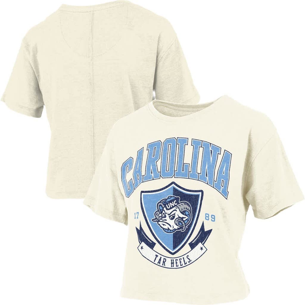 Pressbox Cream North Carolina Tar Heels Buckler Vintage Cropped T-shirt