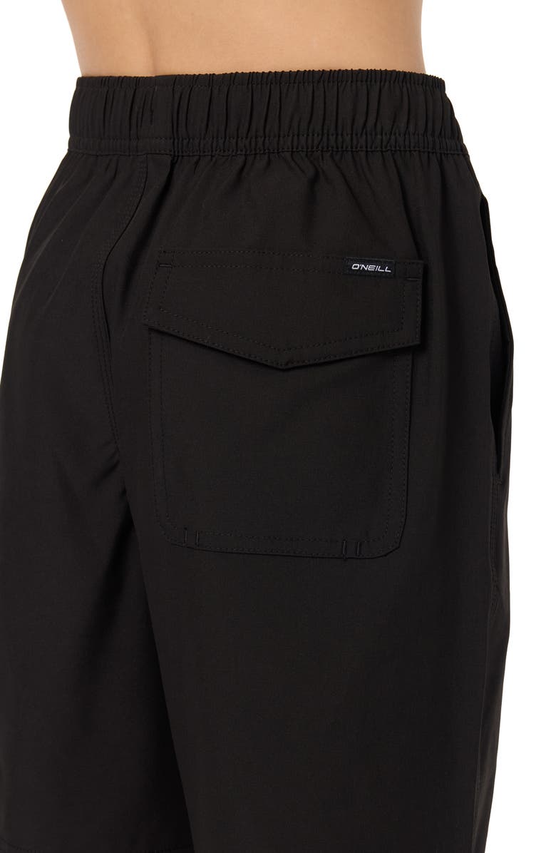 O'Neill Kids' Lennox Hermosa Solid Volley Swim Trunks, Alternate, color, Black