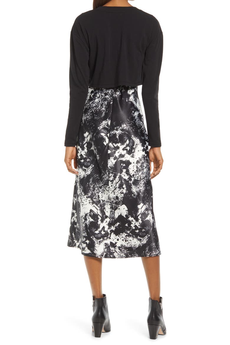 Vance Long Sleeve Top & Slip Dress, Alternate, color, BLACK