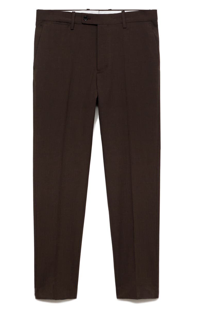 MANGO Turin Virgin Slim Fit Wool Pants, Main, color, Brown