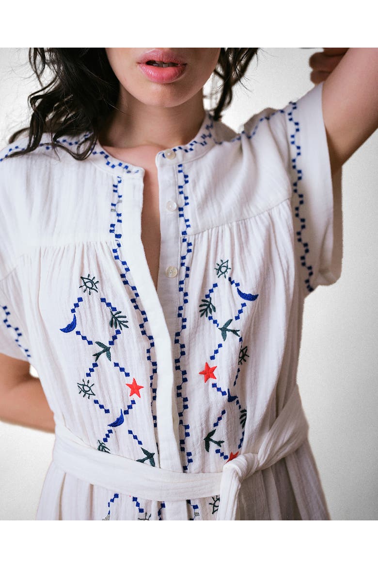 Coves Cap Sleeve Embroidered Dress, Alternate, color, Ivory