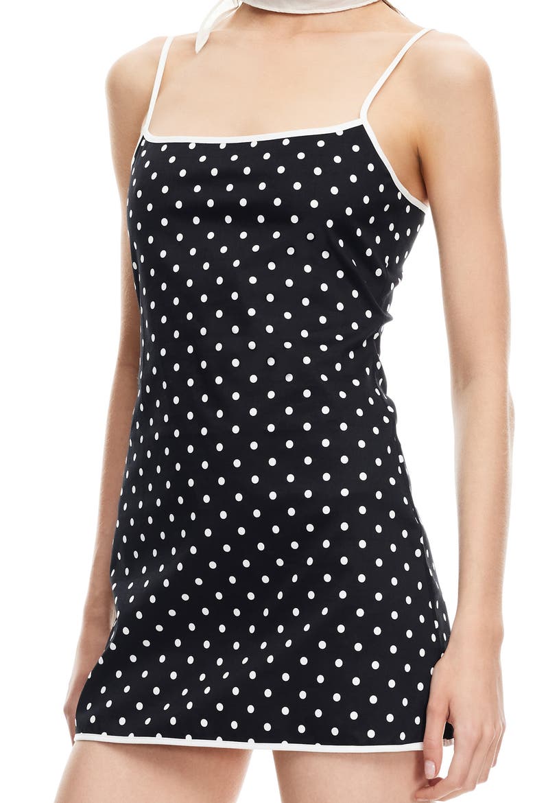 Voyage Polka Dot Stretch Cotton Minidress, Alternate, color, NOIR POLKA