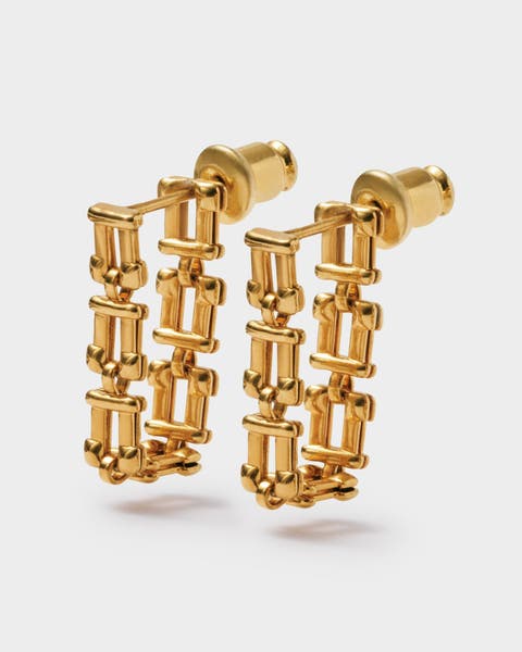 Grecian Waterproof Gold Link Multi-Wear Earrings