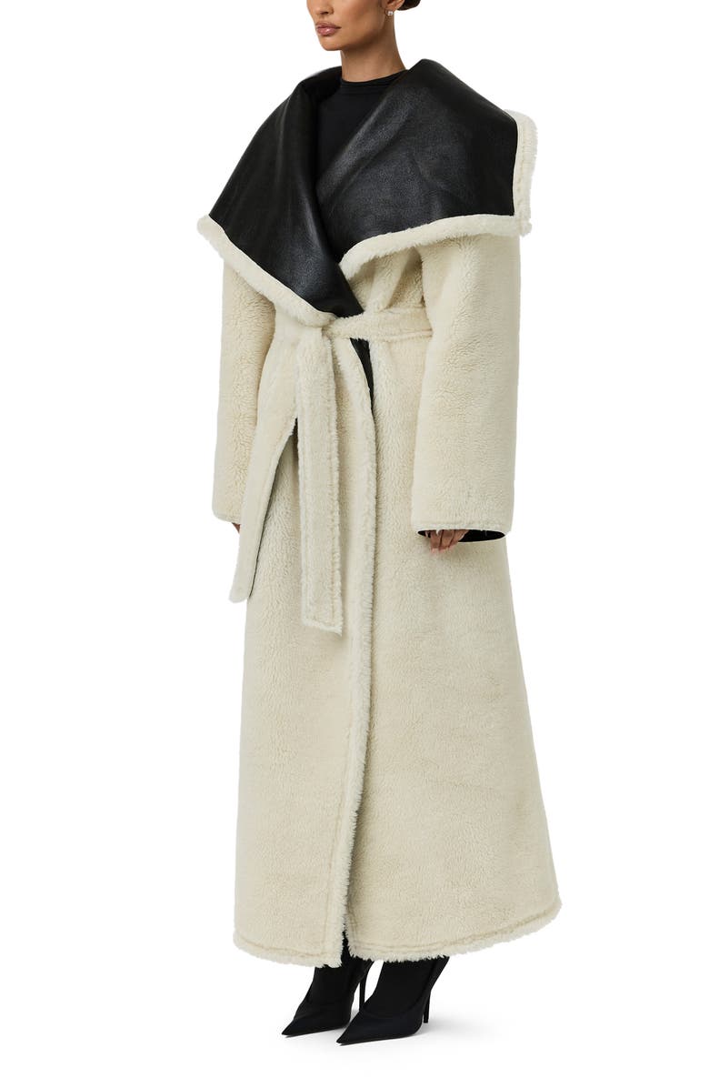 Naked Wardrobe Reversible Faux Shearling Jacket, Alternate, color, Black