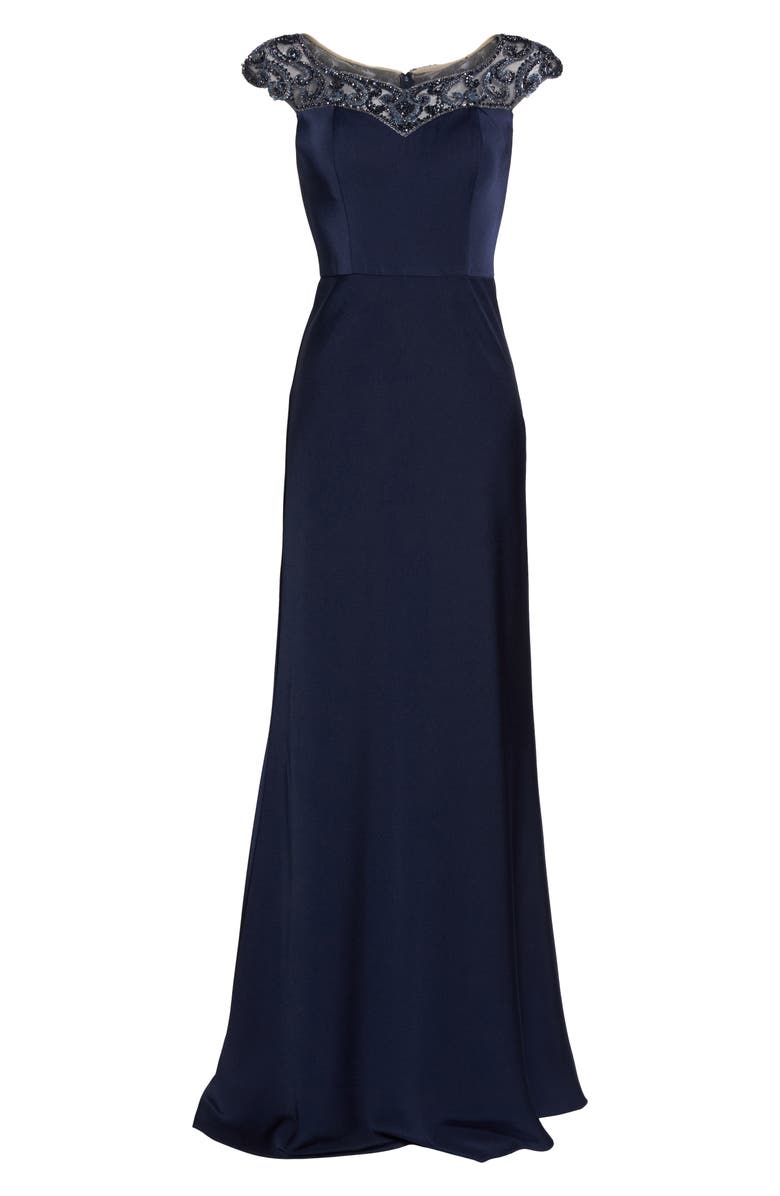 La Femme Beaded Column Gown, Alternate, color,