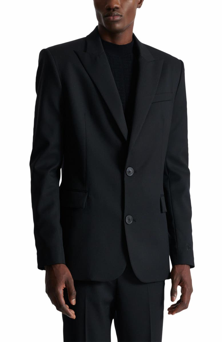 Balmain Wool 2-Button Jacket, Alternate, color, Black