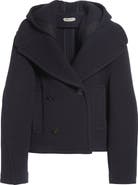 JW Anderson Crop Double Face Wool Peacoat with Removable Hood