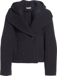 JW Anderson Crop Double Face Wool Peacoat with Removable Hood