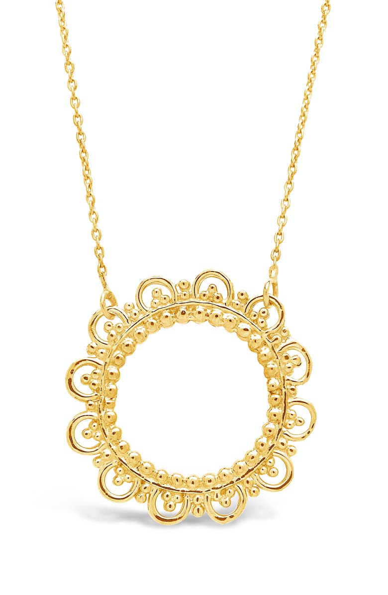 Sterling Forever Lace Circle Pendant Necklace, Main, color, Gold