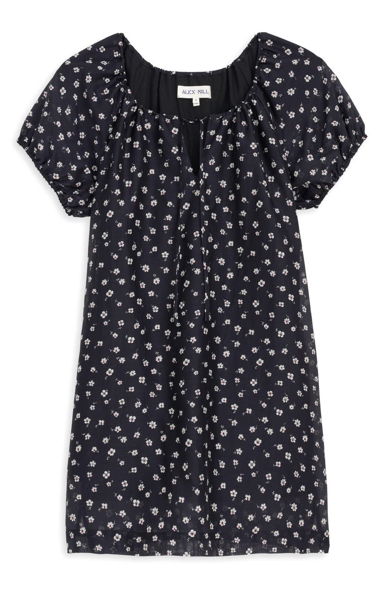 Alex Mill Rose Floral Cotton & Silk Mini Sundress, Alternate, color, Black Floral