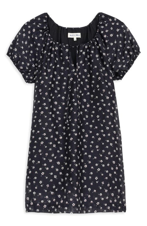 Alex Mill Rose Floral Cotton & Silk Mini Sundress In Black