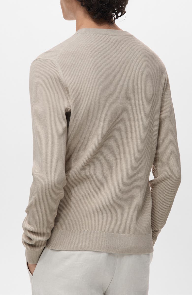 MANGO Regular Fit Crewneck Rib Sweater, Alternate, color, Beige