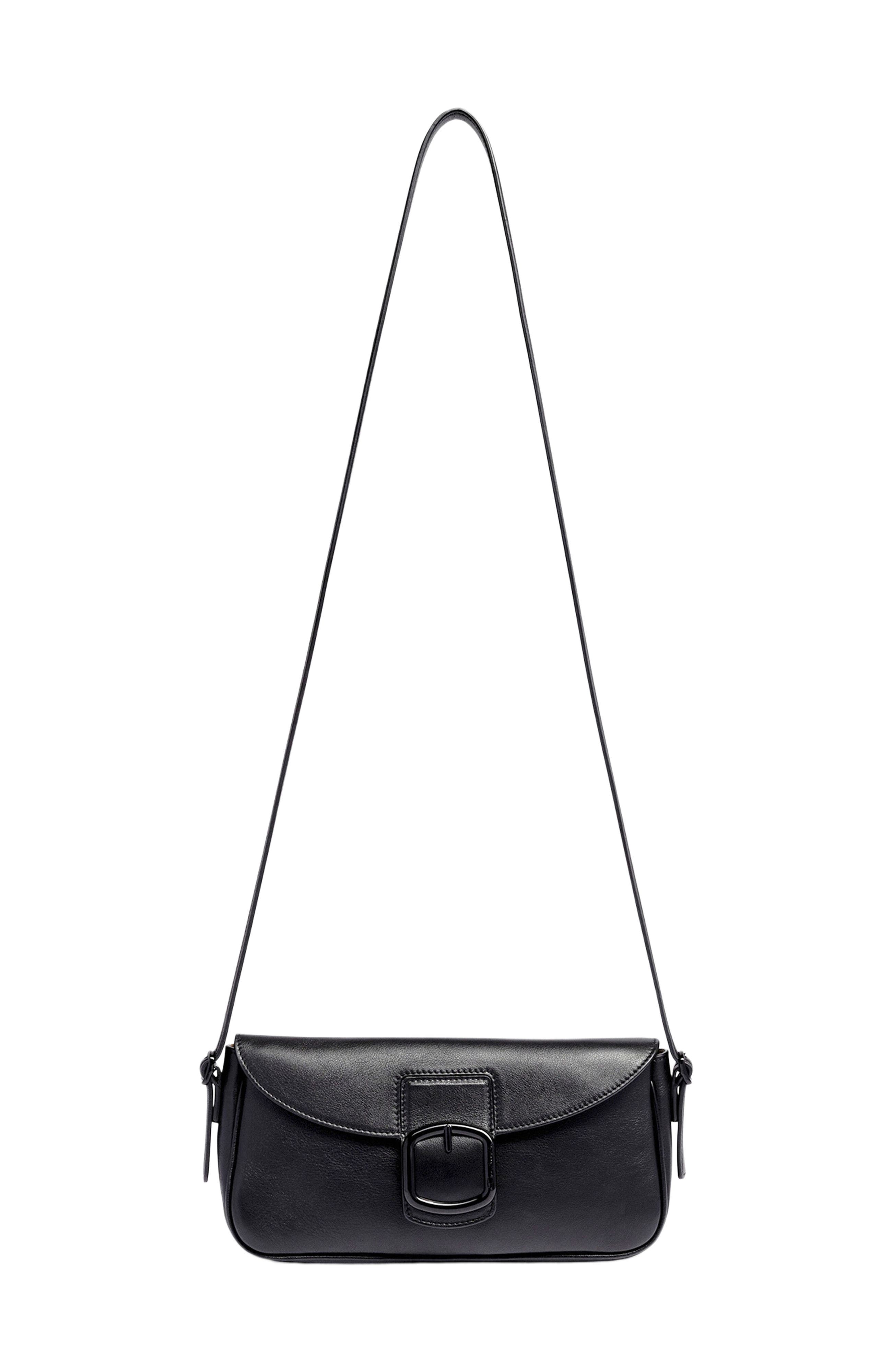 Santoni Leather shoulder bag, Alternate, color, Black