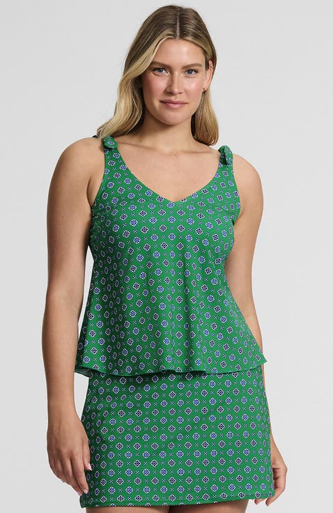 Tie Shoulder Flutter Tankini Top