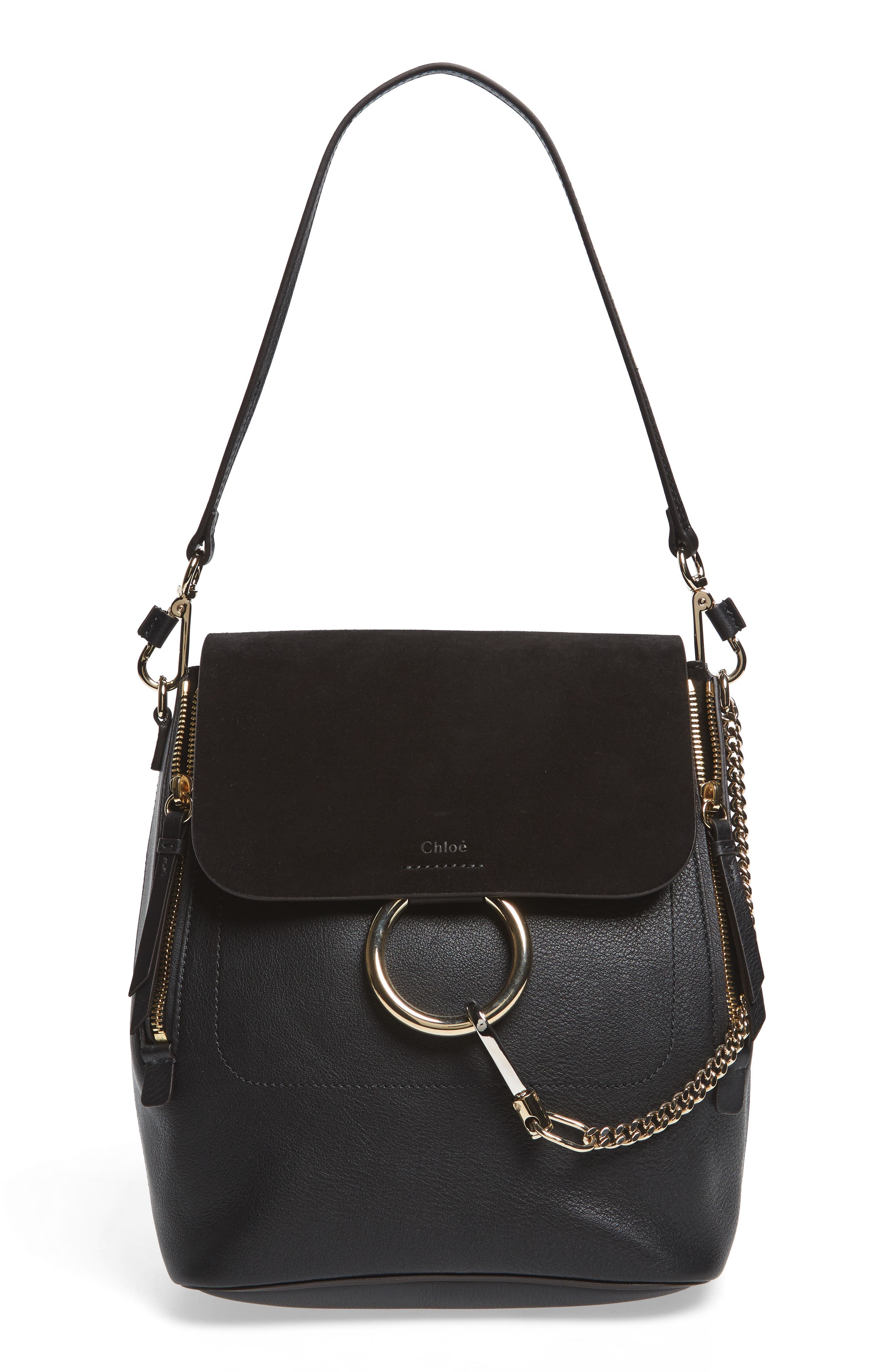 Chloé Medium Faye Suede & Leather Backpack, Main, color, 