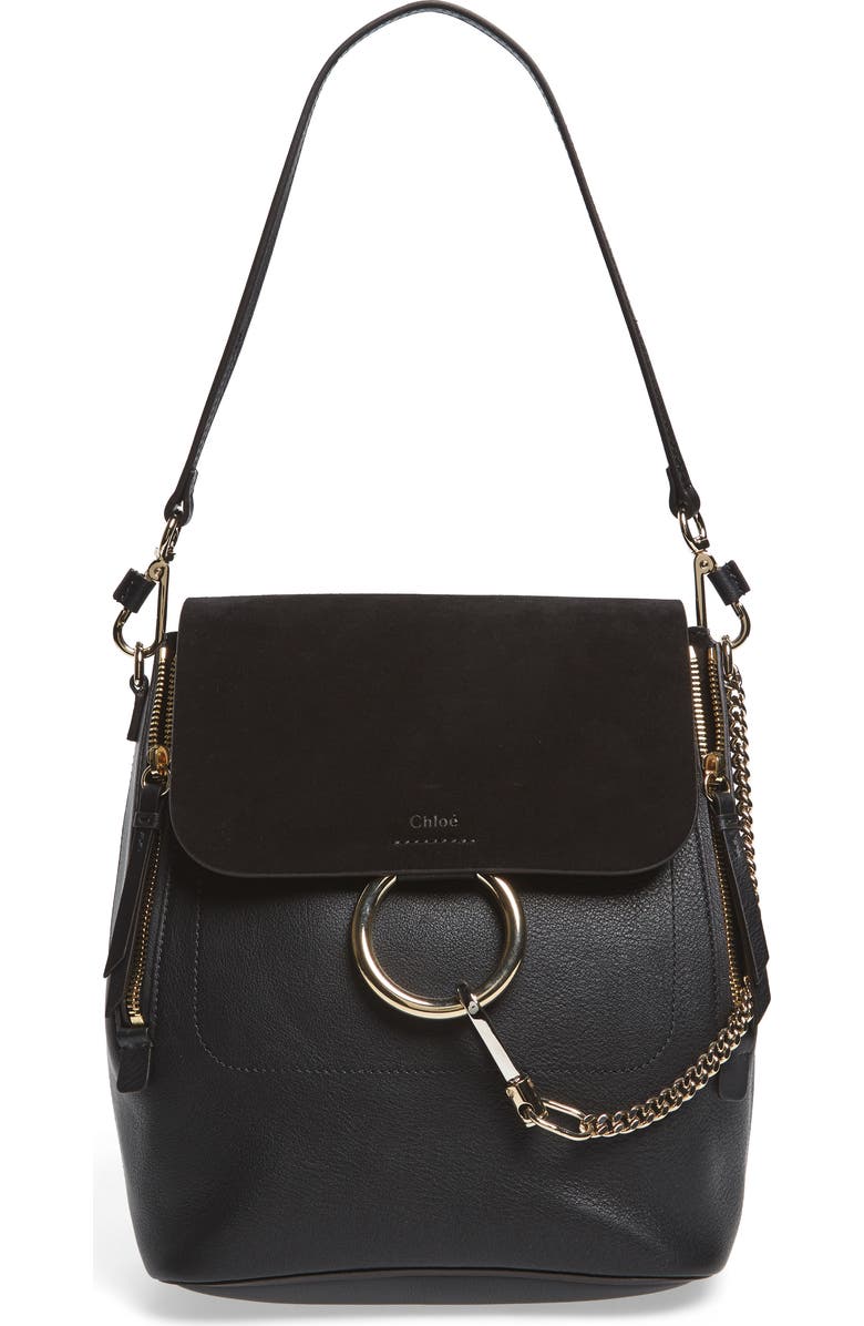Chloé Medium Faye Suede & Leather Backpack, Main, color,